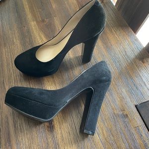 Suede platform heels